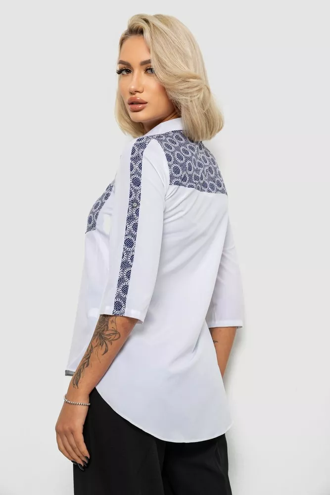 Купить Рубашка классическая с принтом  -уценка, цвет белый, 230R7214-U - Фото №4