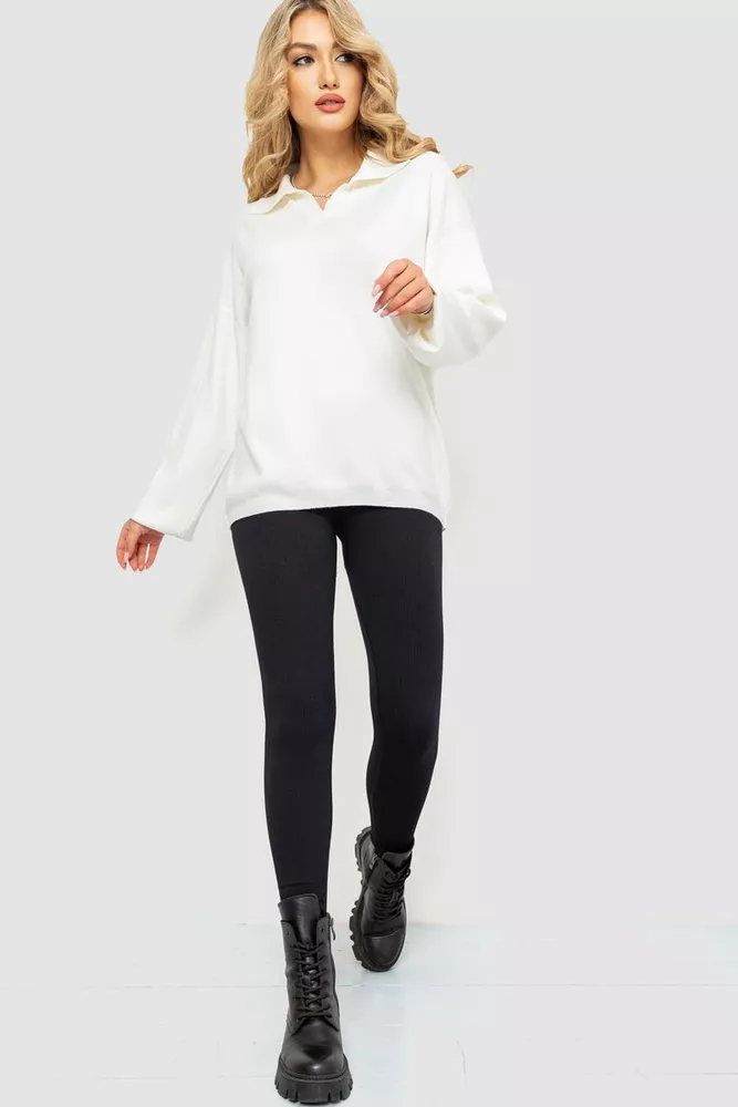 Купити Светр жіночий oversize  -уцінка, колір молочний, 204R167-U - Фото №3