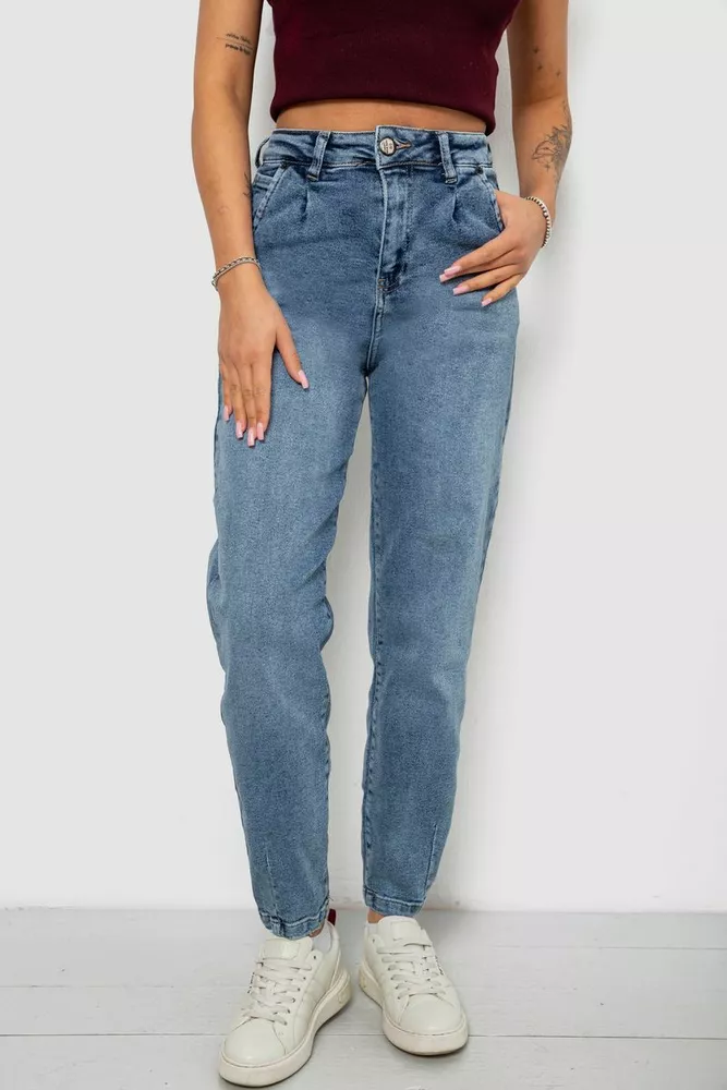 Купить Джинсы женские однотонные Balon, цвет синий, 244R00270 - Фото №1