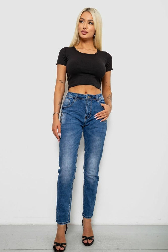 Купить Джинсы женские однотонные Skinny, цвет синий, 244RVE-827 - Фото №2