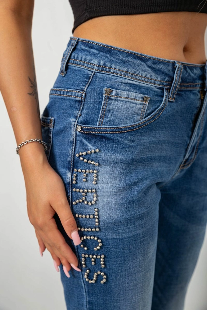 Купить Джинсы женские однотонные Skinny, цвет синий, 244RVE-827 - Фото №5