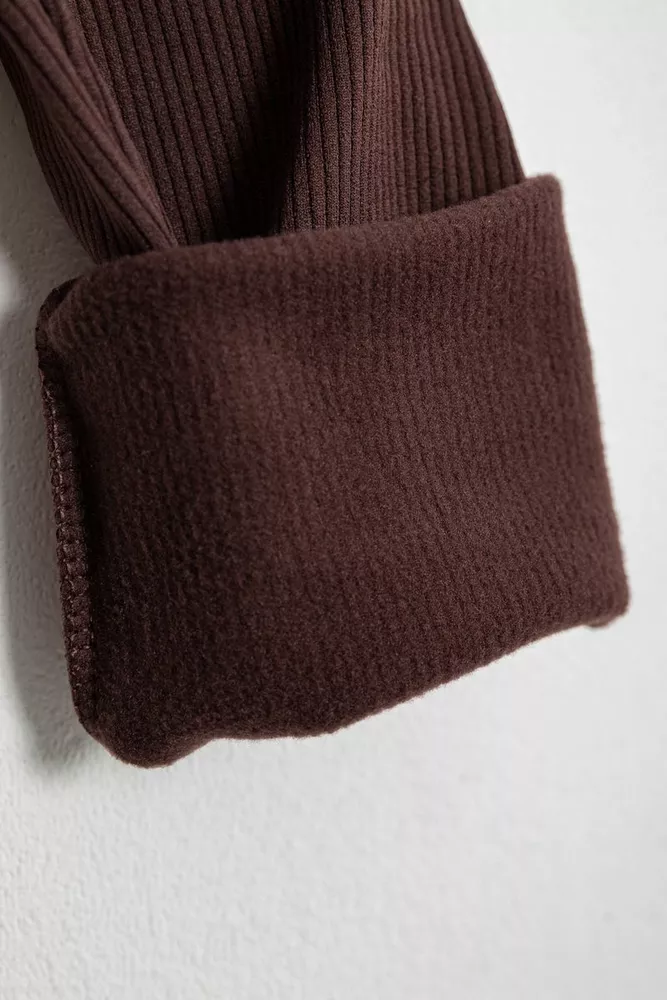 Купити Лосини жіночі однотонні в рубчик, колір шоколадний, 214R0009 оптом - Фото №6