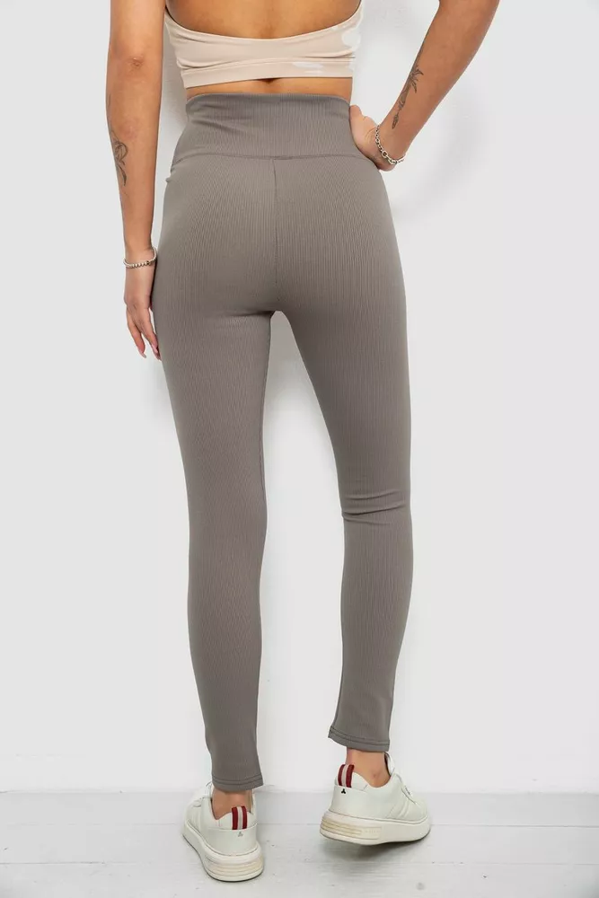 Купити Лосини жіночі однотонні в рубчик, колір темно-оливковий, 214R0009 - Фото №4