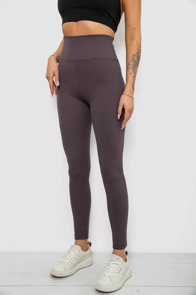 Купити Лосини жіночі однотонні в рубчик, колір грифельний, 214R0009 - Фото №3