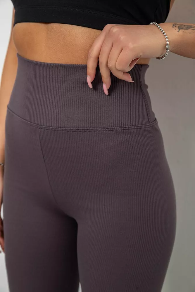Купити Лосини жіночі однотонні в рубчик, колір грифельний, 214R0009 - Фото №5