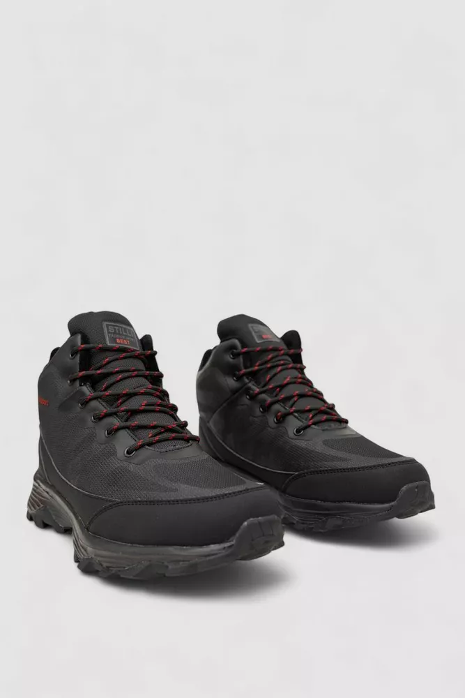 Купити Кросівки чоловічі зимові на хутрі, колір чорно-червоний, 248RH1090 - Фото №3