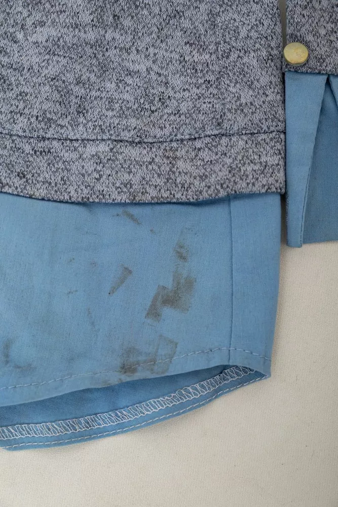 Купити Блуза-обманка  -уцінка, колір сіро-блакитний, 230R542-U-3 - Фото №1