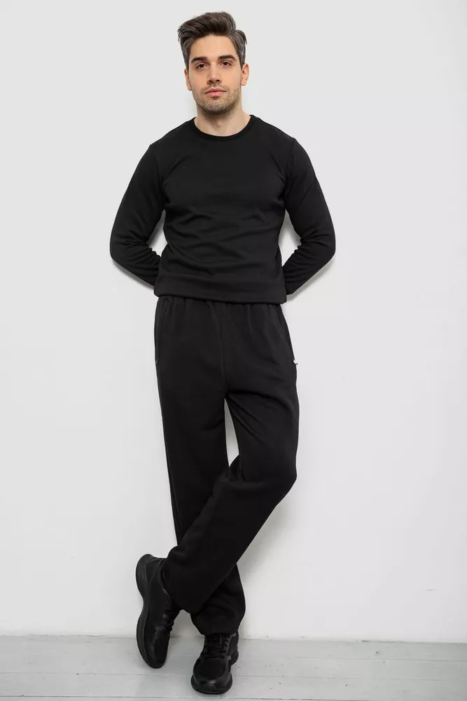 Купить Спортивные штаны мужские на флисе, цвет черный, 244R41715 - Фото №2