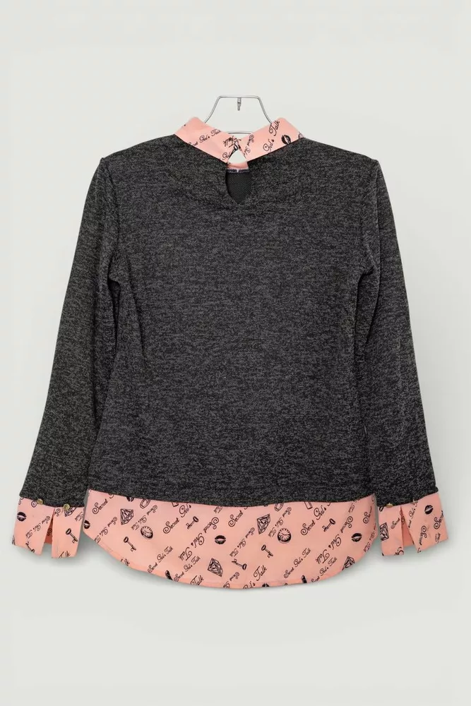 Купити Блуза-обманка  -уцінка, колір сіро-персиковий, 230R542-5-U - Фото №3