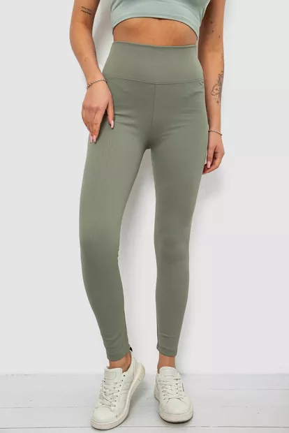 Лосины женские однотонные в рубчик, цвет оливковый, 214R0009