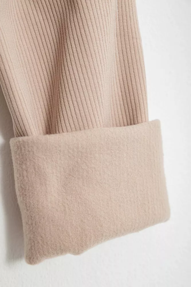 Купити Лосини жіночі однотонні в рубчик, колір бежевий, 214R0009 оптом - Фото №6