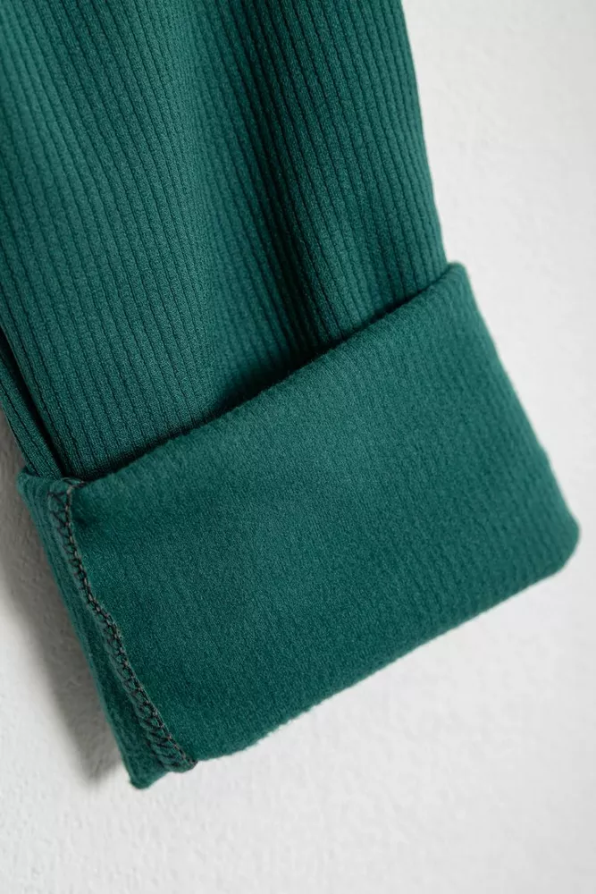 Купити Лосини жіночі однотонні в рубчик, колір зелений, 214R0009 - Фото №6