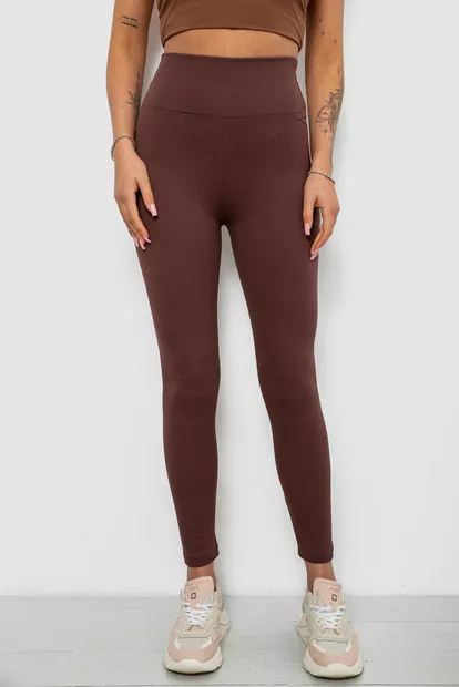 Лосини жіночі однотонні в рубчик, колір коричневий, 214R0009