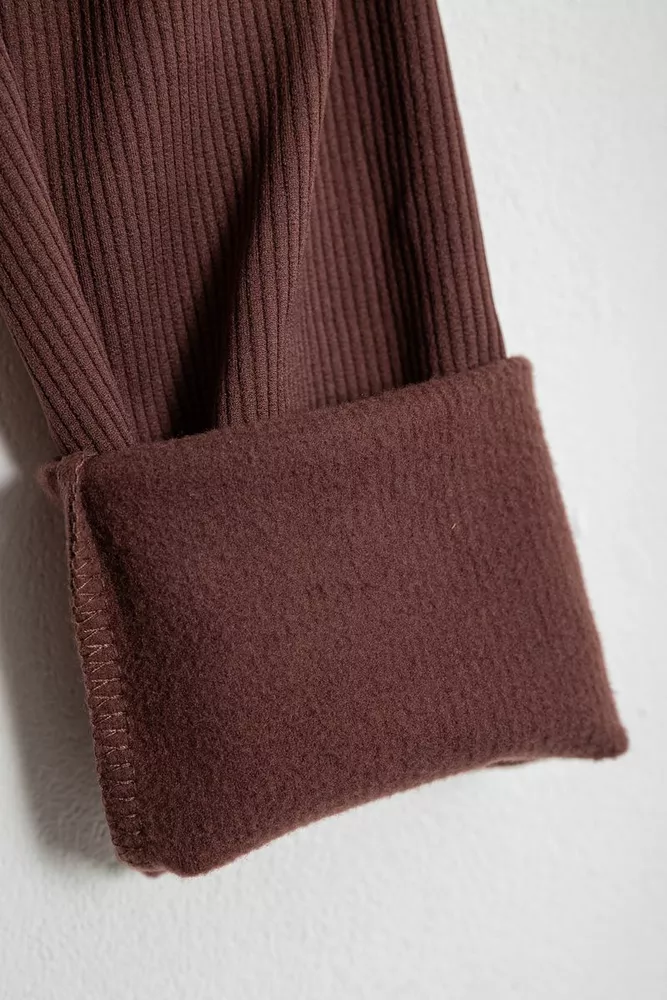 Купити Лосини жіночі однотонні в рубчик, колір коричневий, 214R0009 оптом - Фото №6