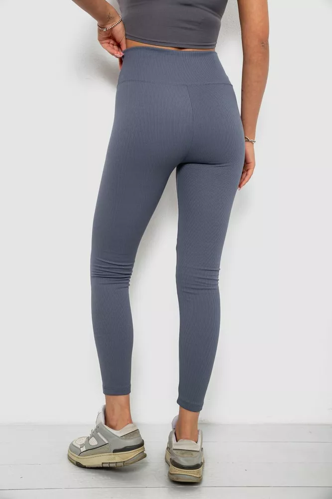Купити Лосини жіночі однотонні в рубчик, колір сірий, 214R0009 - Фото №4