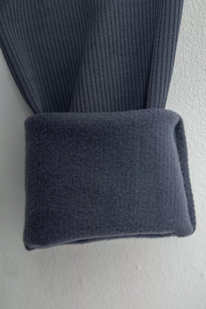 Купити Лосини жіночі однотонні в рубчик, колір сірий, 214R0009 - Фото №6