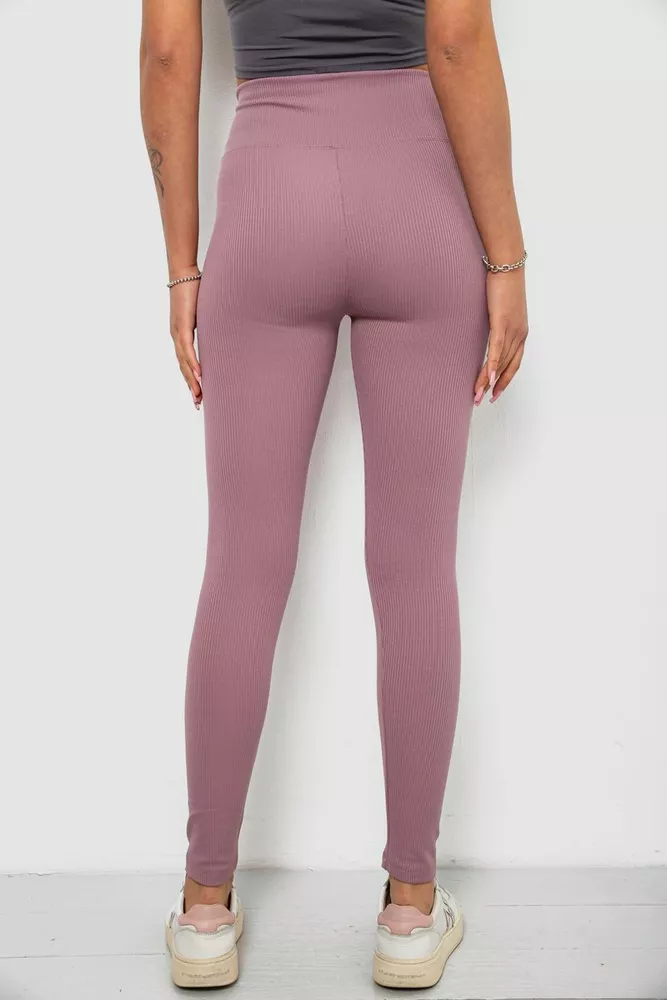 Купити Лосини жіночі однотонні в рубчик, колір бузковий, 214R0009 оптом - Фото №4