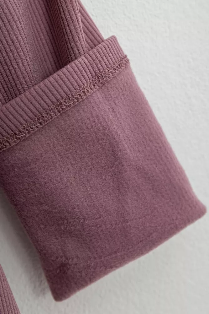 Купити Лосини жіночі однотонні в рубчик, колір бузковий, 214R0009 оптом - Фото №6