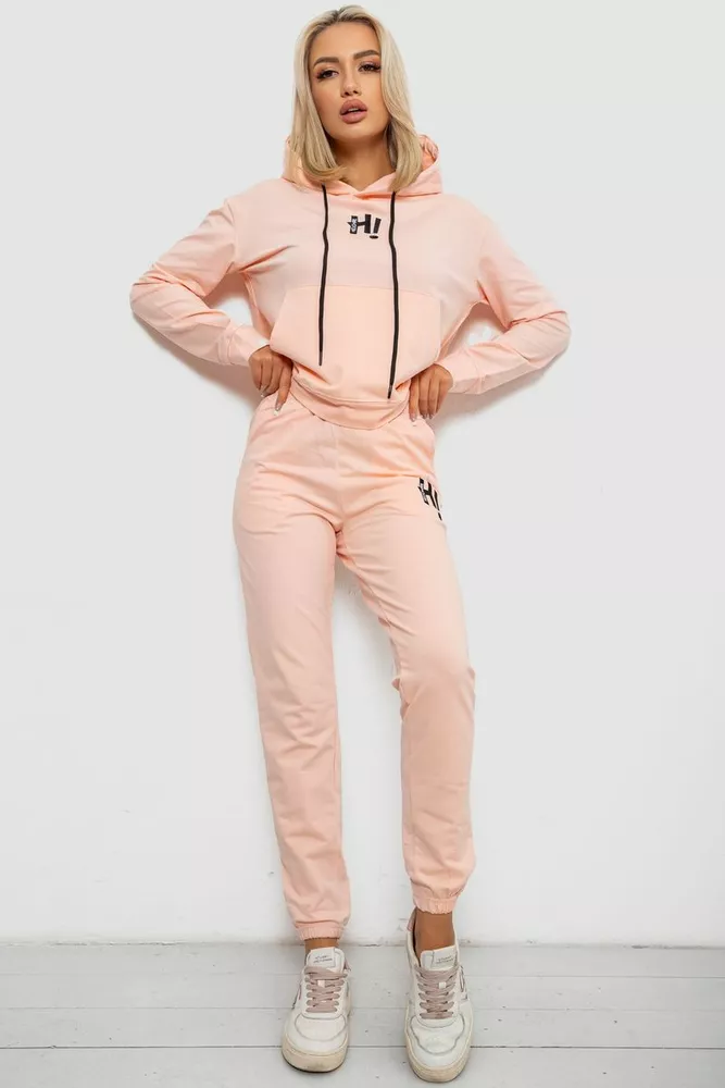 Купити Спортивний костюм жіночий двонитка, колір персиковий, 214R1419-003 - Фото №1