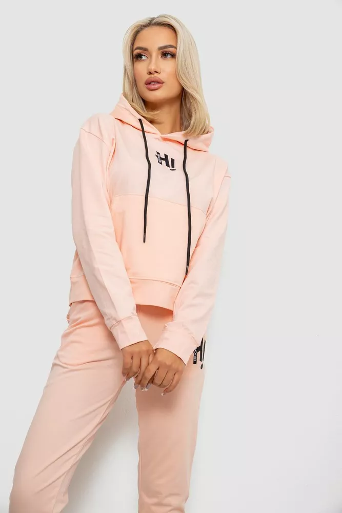 Купити Спортивний костюм жіночий двонитка, колір персиковий, 214R1419-003 - Фото №2