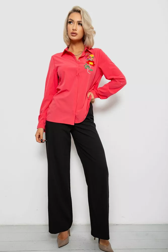 Купить Рубашка женская классическая с аппликацией, цвет коралловый, 230R014-2 - Фото №2