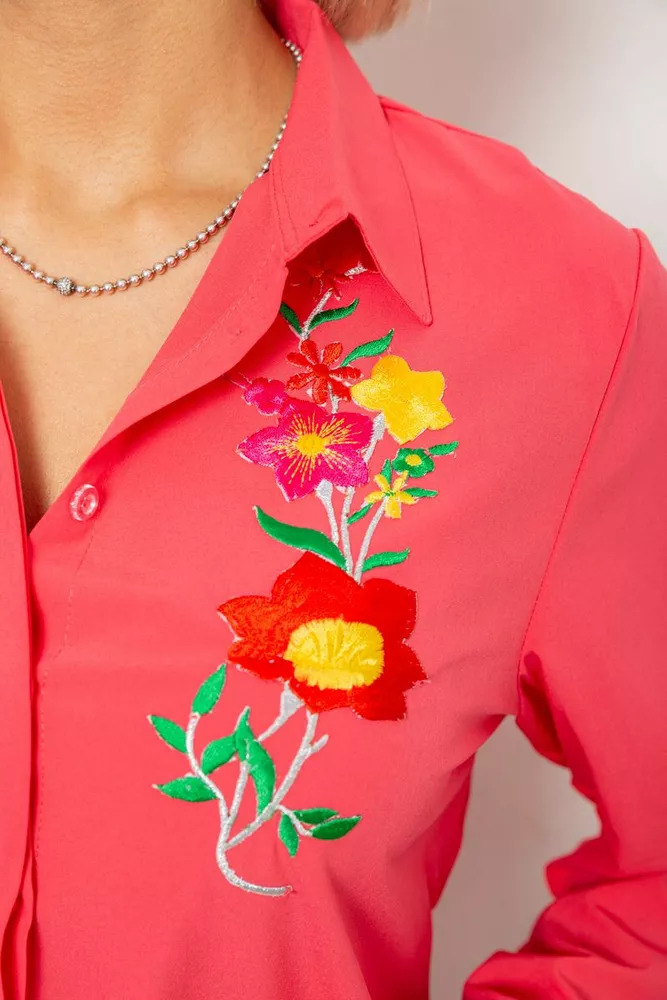 Купить Рубашка женская классическая с аппликацией, цвет коралловый, 230R014-2 - Фото №5
