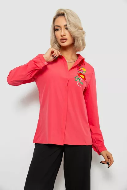 Рубашка женская классическая с аппликацией, цвет коралловый, 230R014-2