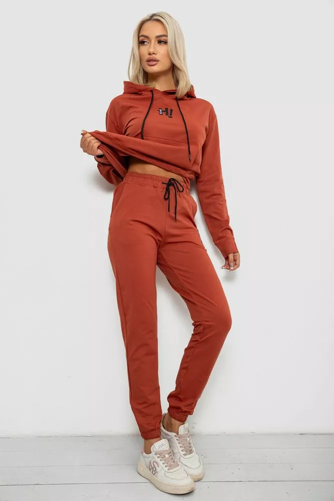 Купити Спортивний костюм жіночий двонитка, колір теракотовий, 214R1419-003 - Фото №3