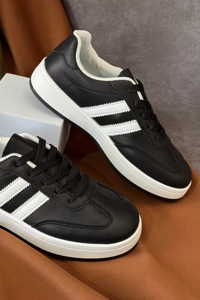 Купити Кросівки жіночі екошкіра, колір чорно-білий, 248RJH700-3 оптом - Фото №2