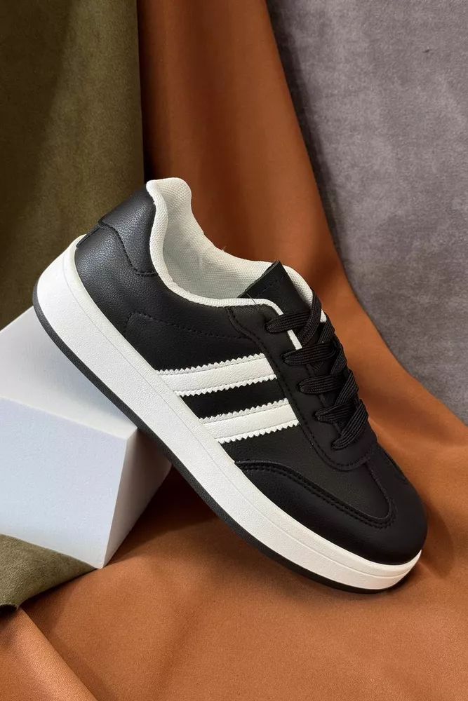 Купити Кросівки жіночі екошкіра, колір чорно-білий, 248RJH700-3 оптом - Фото №3