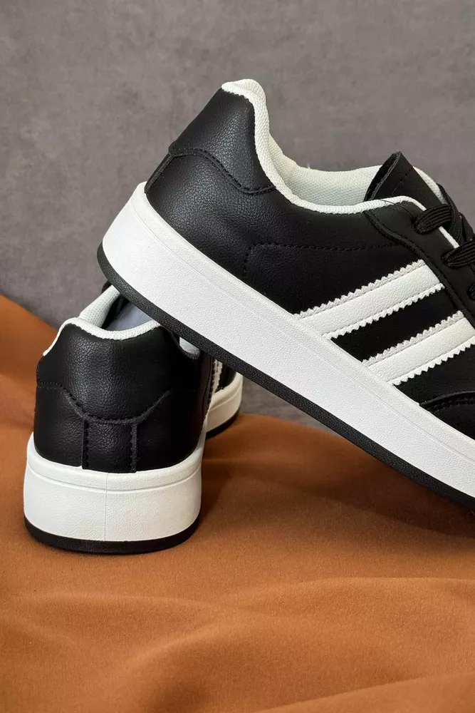 Купити Кросівки жіночі екошкіра, колір чорно-білий, 248RJH700-3 оптом - Фото №4