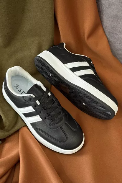 Кросівки жіночі екошкіра, колір чорно-білий, 248RJH700-3