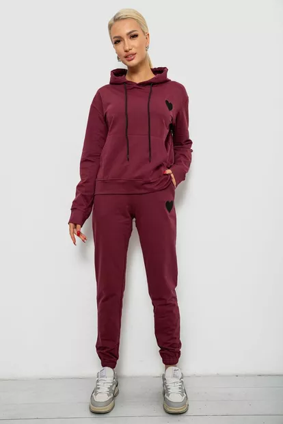 Спортивний костюм жіночий двонитка  -уцінка, колір сливовий, 214R1419-004-U-1