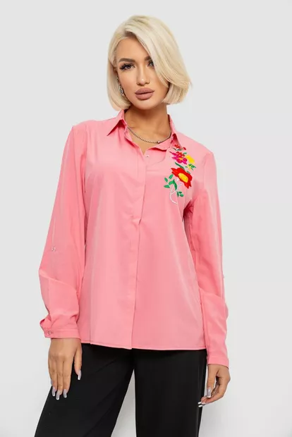 Сорочка жіноча класична з аплікацією, колір рожевий, 230R014-2