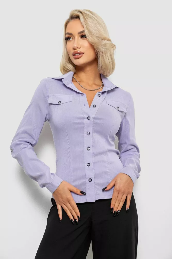 Купити Сорочка класична в смужку, колір бузковий, 230R641-5 - Фото №1