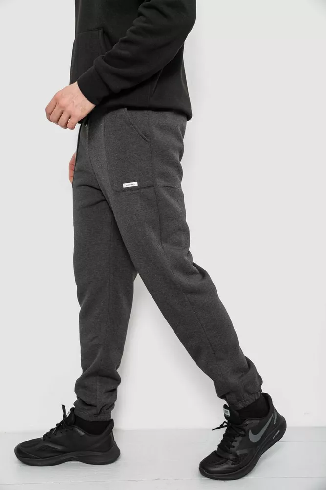 Купить Спортивные штаны мужские на флисе, цвет грифельный, 129RA9998 - Фото №3