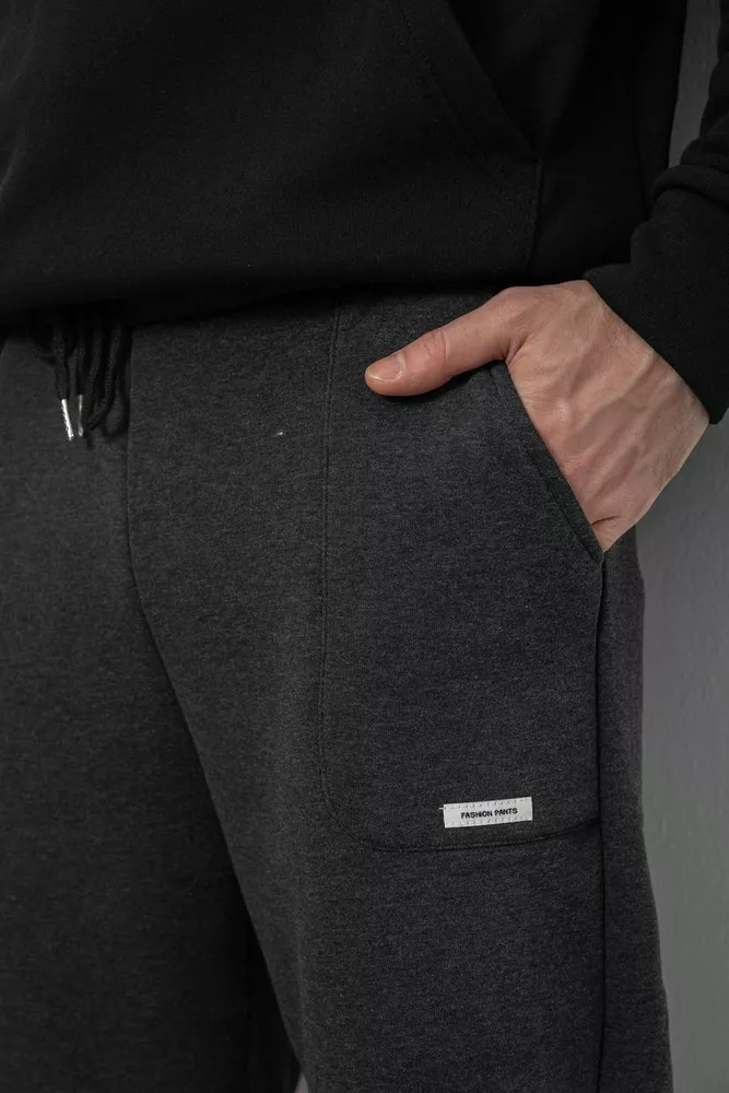 Купить Спортивные штаны мужские на флисе, цвет грифельный, 129RA9998 - Фото №5