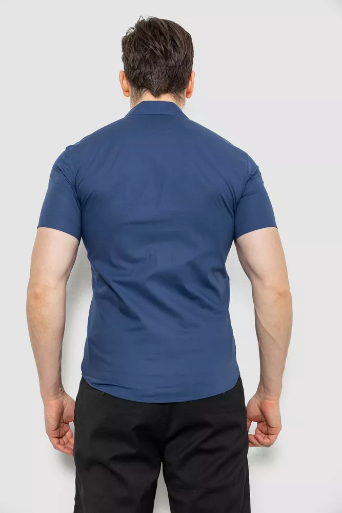 Купити Чоловіча сорочка однотонна, колір синьо-бежевий, 186R7008 - Фото №4