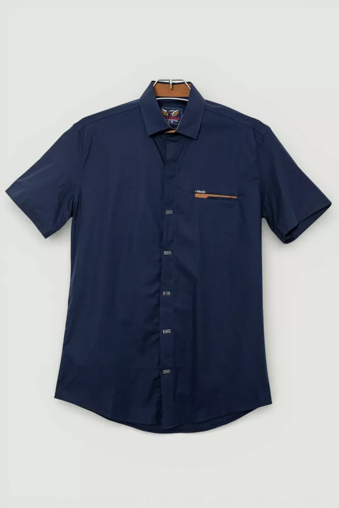 Купити Чоловіча сорочка однотонна, колір темно-синій, 186R7008 - Фото №1