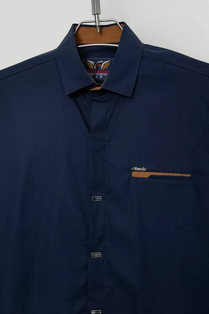 Купити Чоловіча сорочка однотонна, колір темно-синій, 186R7008 - Фото №2