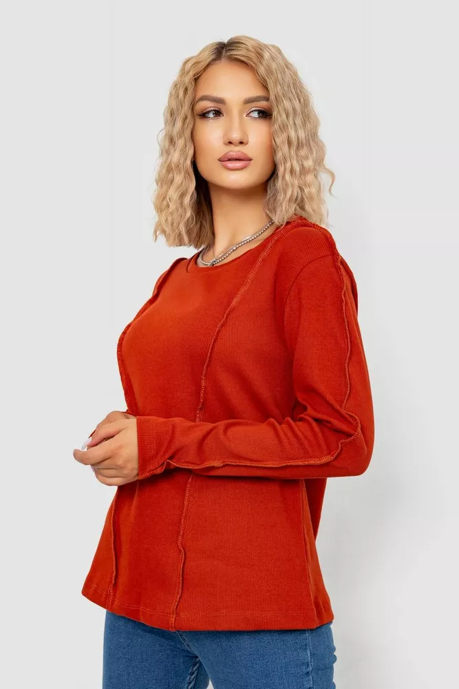 Купити Жіночий лонгслів в рубчик, колір теракотовий, 102R325-1 оптом - Фото №3