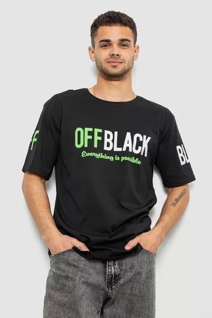 Футболка чоловіча з принтом, колір чорний, 244R1015