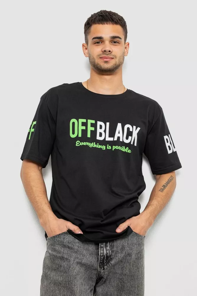 Купити Футболка чоловіча з принтом, колір чорний, 244R1015 - Фото №1