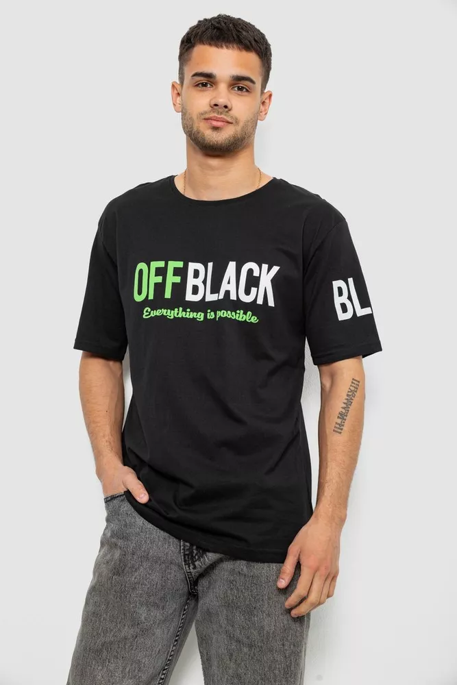 Купити Футболка чоловіча з принтом, колір чорний, 244R1015 - Фото №3