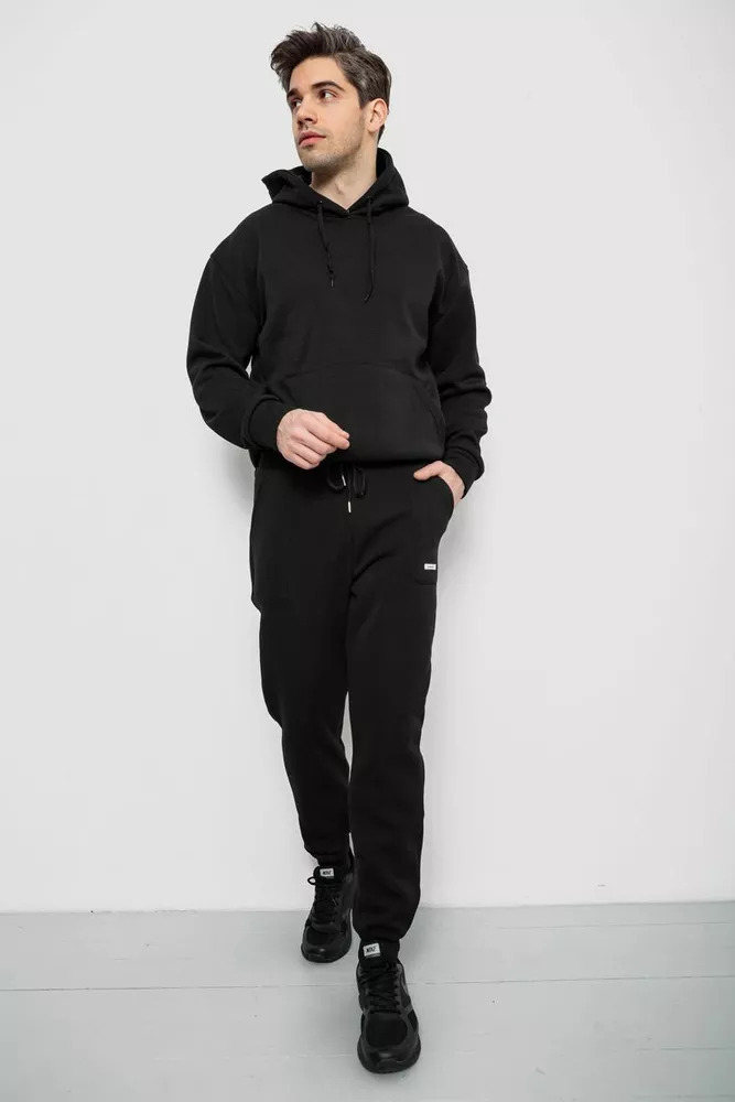 Купить Спортивные штаны мужские на флисе, цвет черный, 129RA9998 - Фото №2