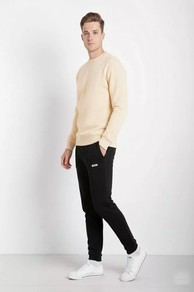 Купить Спортивные штаны мужские на флисе, цвет черный, 129RA9998 - Фото №2