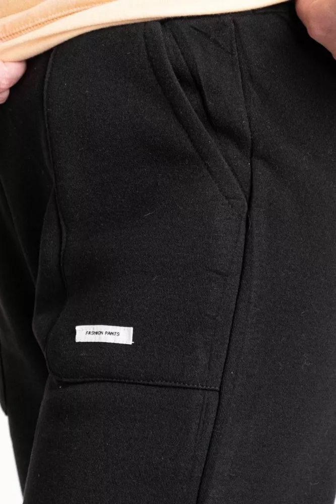 Купить Спортивные штаны мужские на флисе, цвет черный, 129RA9998 - Фото №5