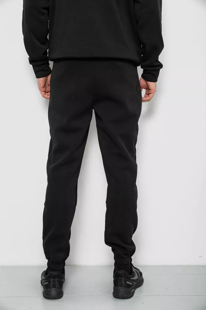 Купить Спортивные штаны мужские на флисе, цвет черный, 129RA9998 - Фото №4