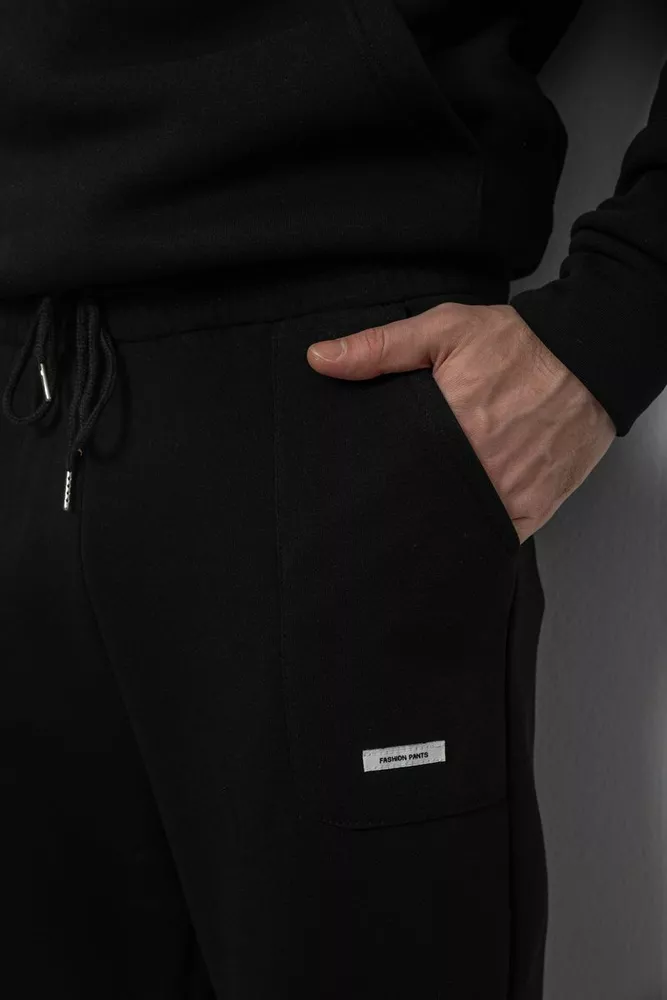 Купить Спортивные штаны мужские на флисе, цвет черный, 129RA9998 - Фото №5