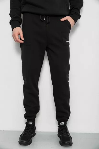 Спортивні штани чоловічі на флісі, колір чорний, 129RA9998